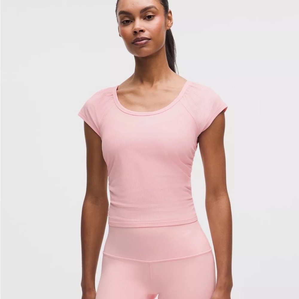 Lululemon All It Takes Pink Scoop Neck Ribbed Top
